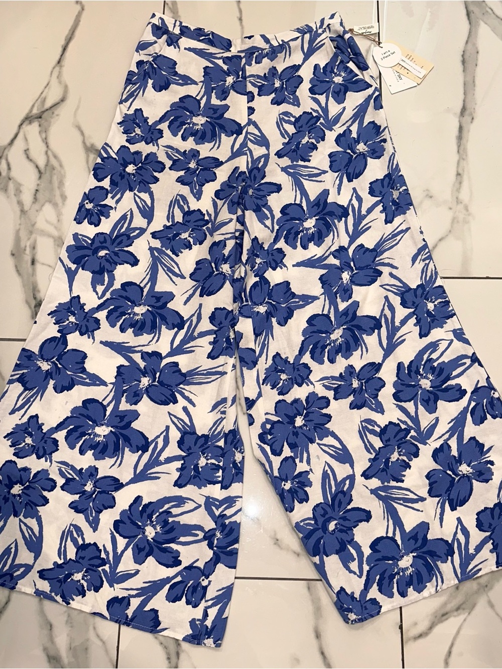 Marshalls Blue Floral Wide-Leg Pants